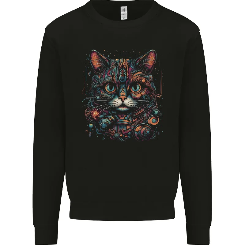 Astral Cat With Fantasy Tribal Markings Mens Sweatshirt Jumper