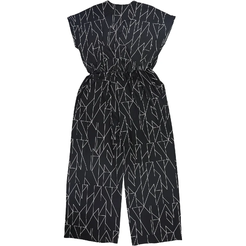 Alfani Womens Printed Wide Leg Jumpsuit, Black, X-Large