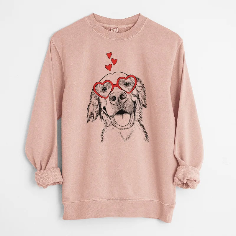 Valentine Jordy the Golden Retriever - Unisex Pigment Dyed Crew Sweatshirt