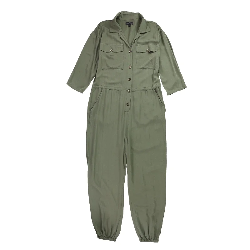 P.J. Salvage Womens Solid Jumpsuit, Green, Medium