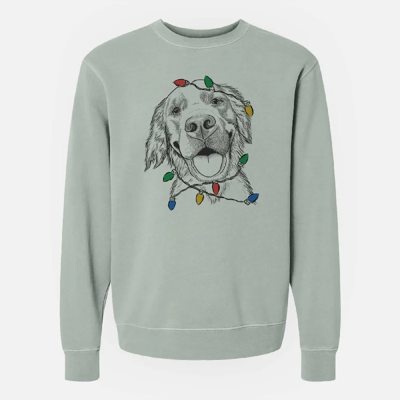 Christmas Lights Jordy the Golden Retriever - Unisex Pigment Dyed Crew Sweatshirt