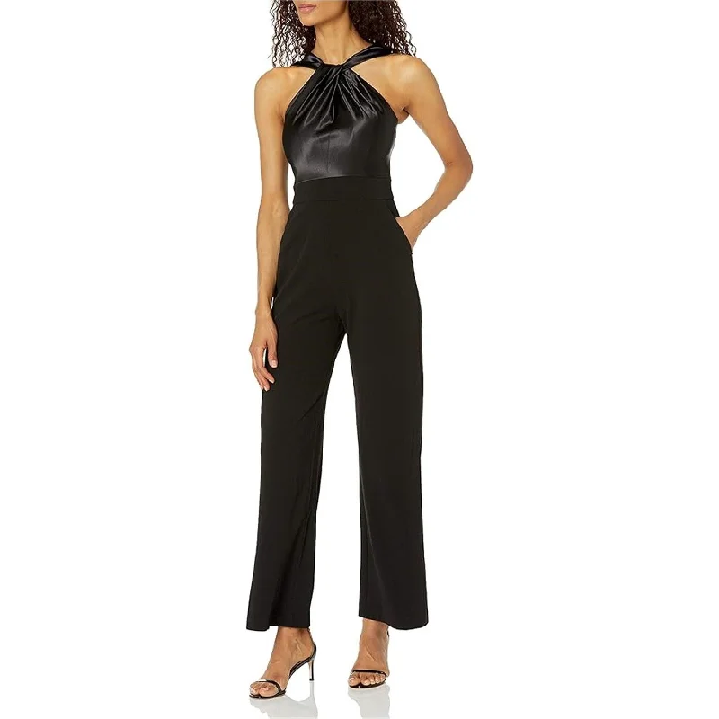 Eliza J Womens Twist Neck Jumpsuit, Black, 8