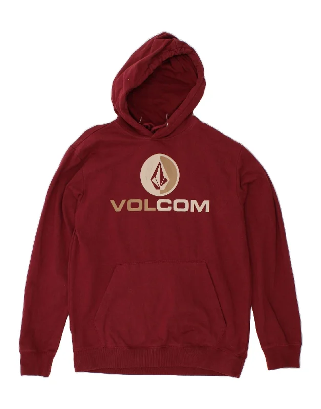 VOLCOM Mens Graphic Hoodie Jumper Medium Maroon Cotton