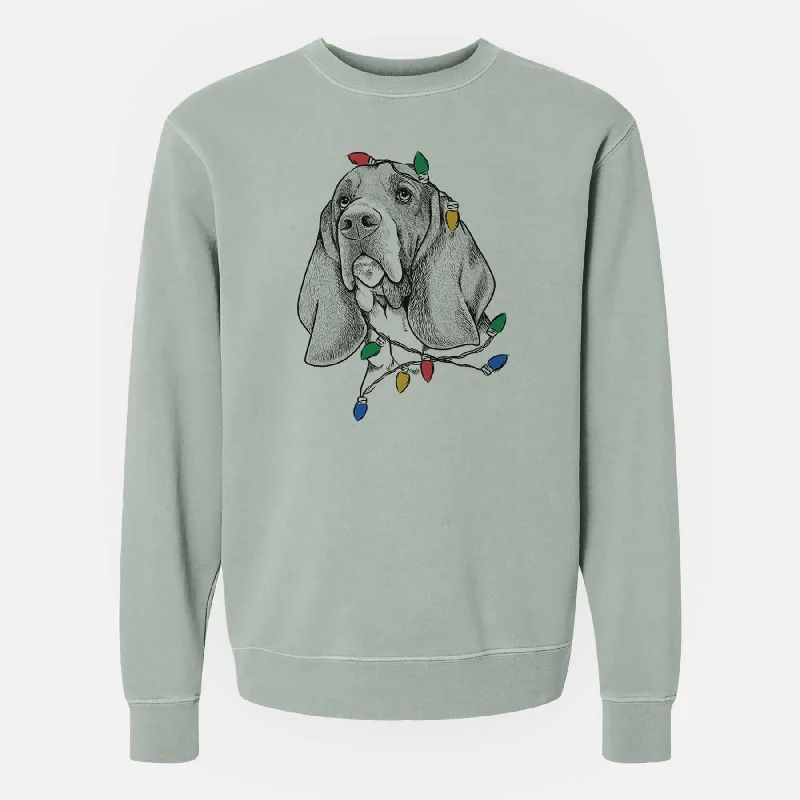 Christmas Lights Cooper the Basset Hound - Unisex Pigment Dyed Crew Sweatshirt