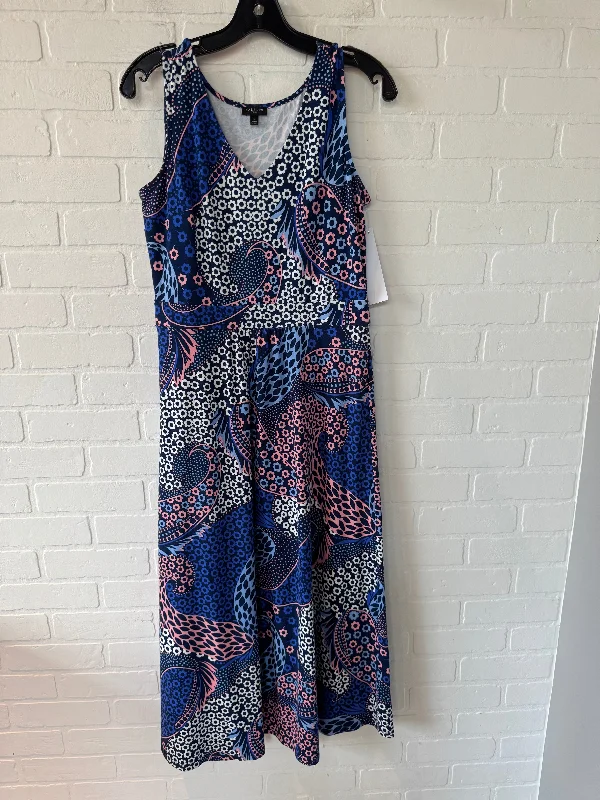 Dress Casual Midi By Talbots In Blue & Pink, Size: Mp