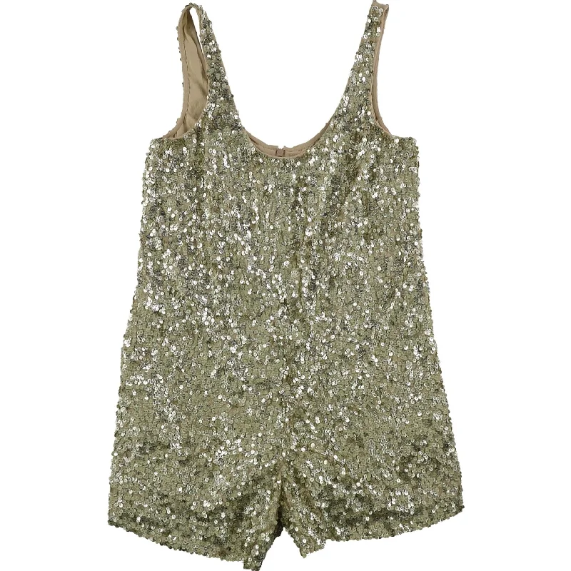 French Connection Womens Shine Romper Jumpsuit, Metallic, Medium