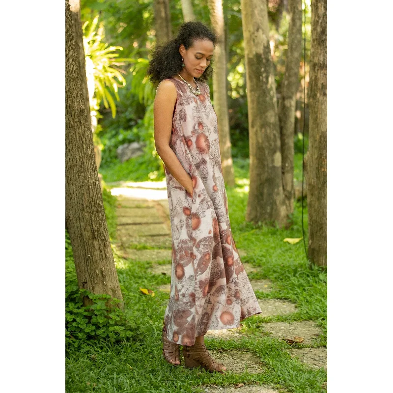 Novica Handmade Botanical Impression Hand-Printed Cotton Sundress