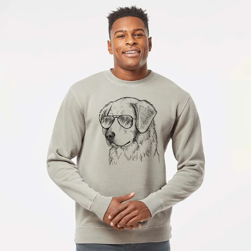 Aviator Kula the Golden Retriever - Unisex Pigment Dyed Crew Sweatshirt