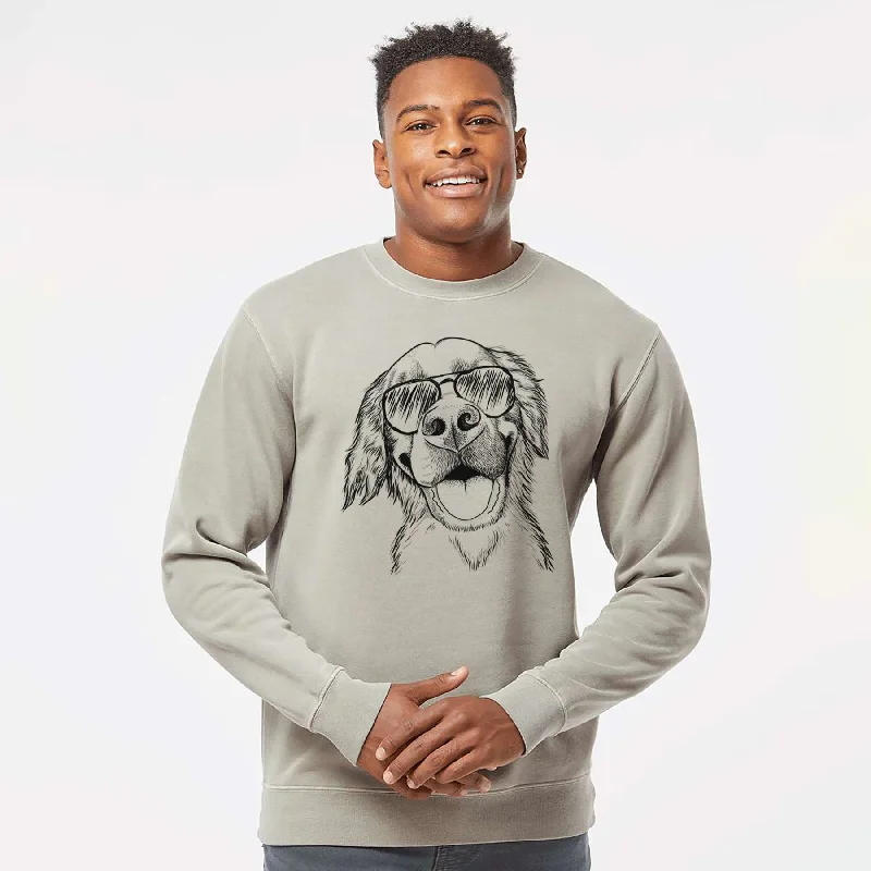 Aviator Jordy the Golden Retriever - Unisex Pigment Dyed Crew Sweatshirt