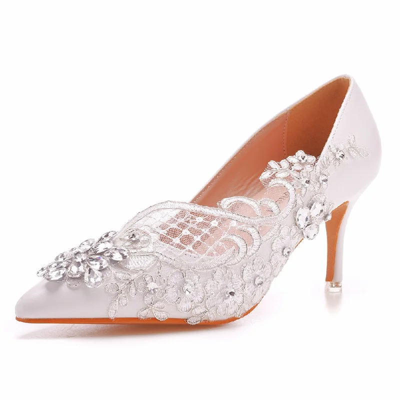 Women's Wedding Shoes Rhinestone Lace Stiletto