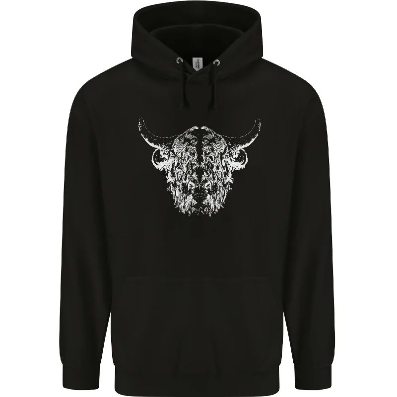 A Highland Cow Design Mens 80% Cotton Hoodie