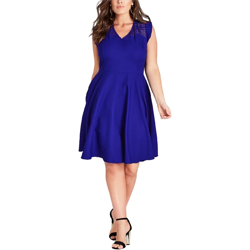 City Chic Womens Yoke Fit & Flare Dress