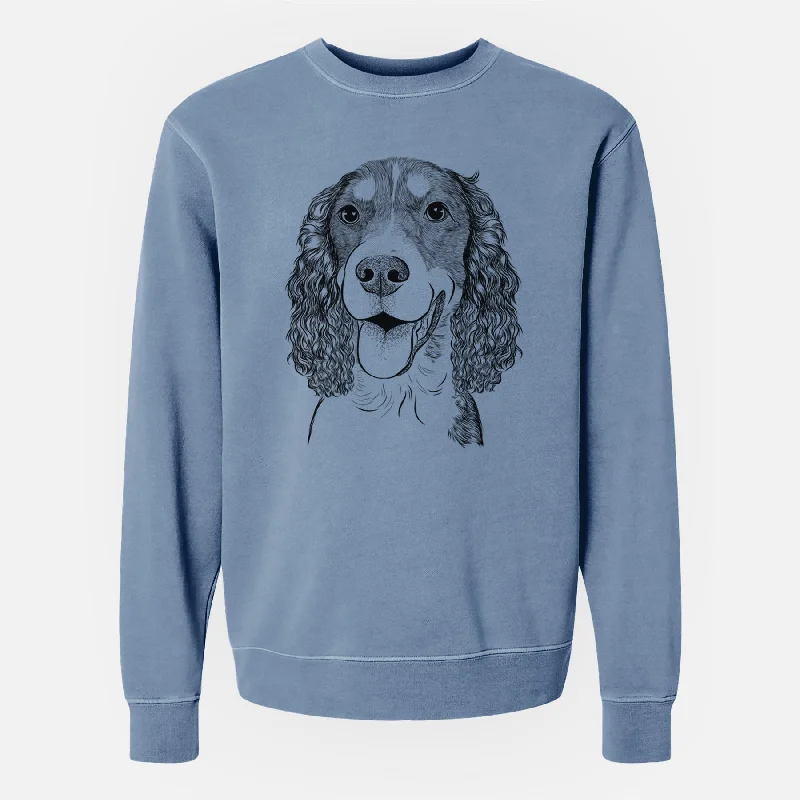 Bare Delilah the English Springer Spaniel - Unisex Pigment Dyed Crew Sweatshirt