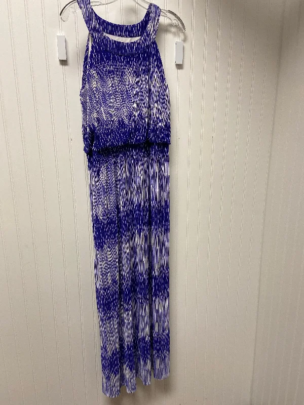 Dress Casual Maxi By Chicos In Blue & White, Size: M