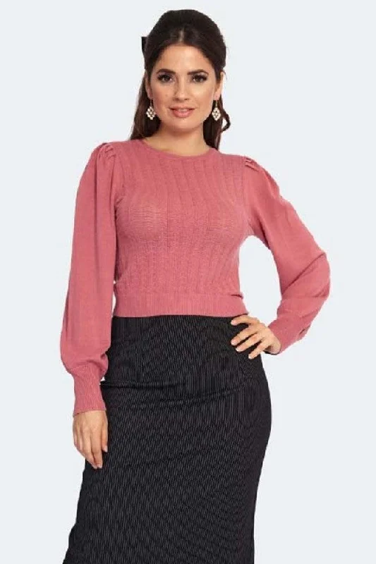 Pleated Sholder Pointelle Sweater