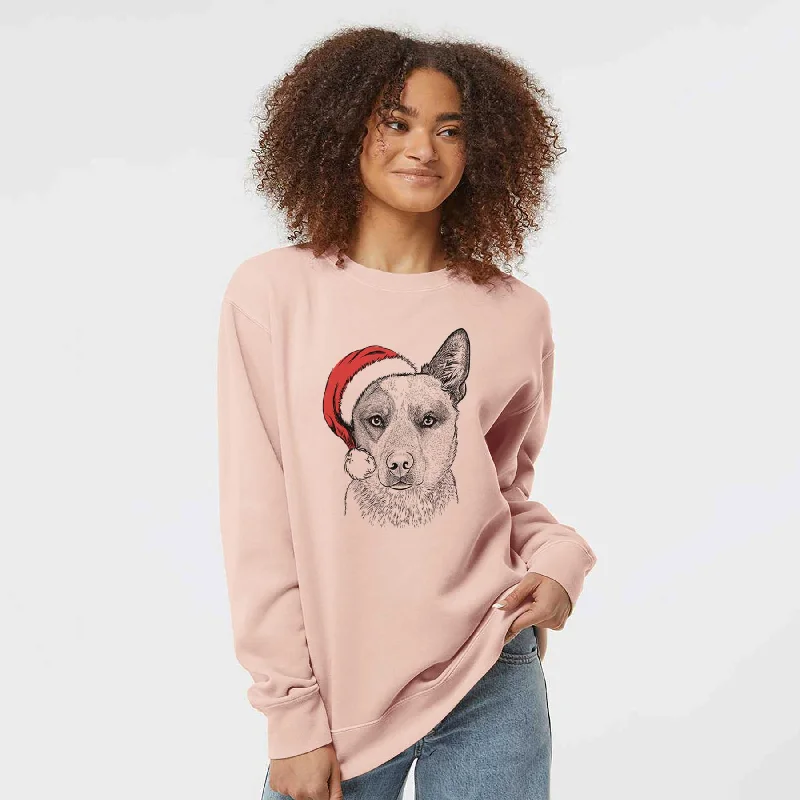 Santa Snap the Australian Cattle Dog - Unisex Pigment Dyed Crew Sweatshirt