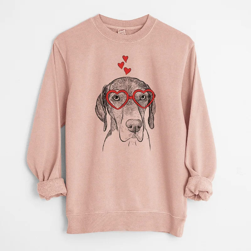 Valentine Bohdi the German Shorthaired Pointer - Unisex Pigment Dyed Crew Sweatshirt