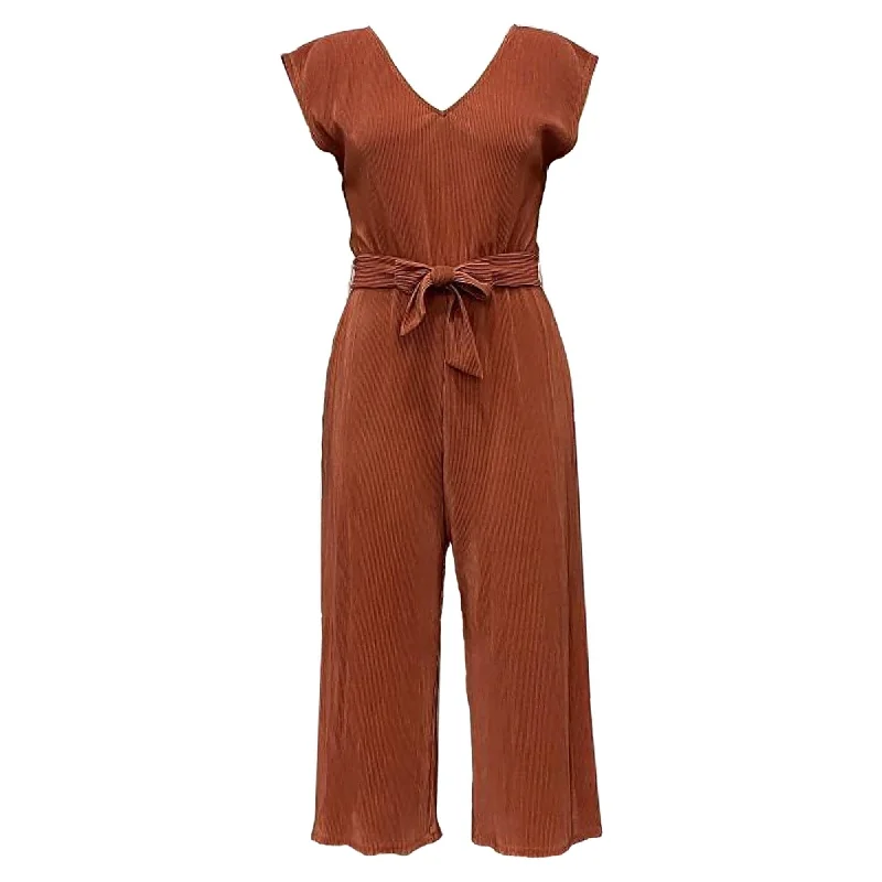 T.D.C Womens Ribbed Jumpsuit, Orange, Small