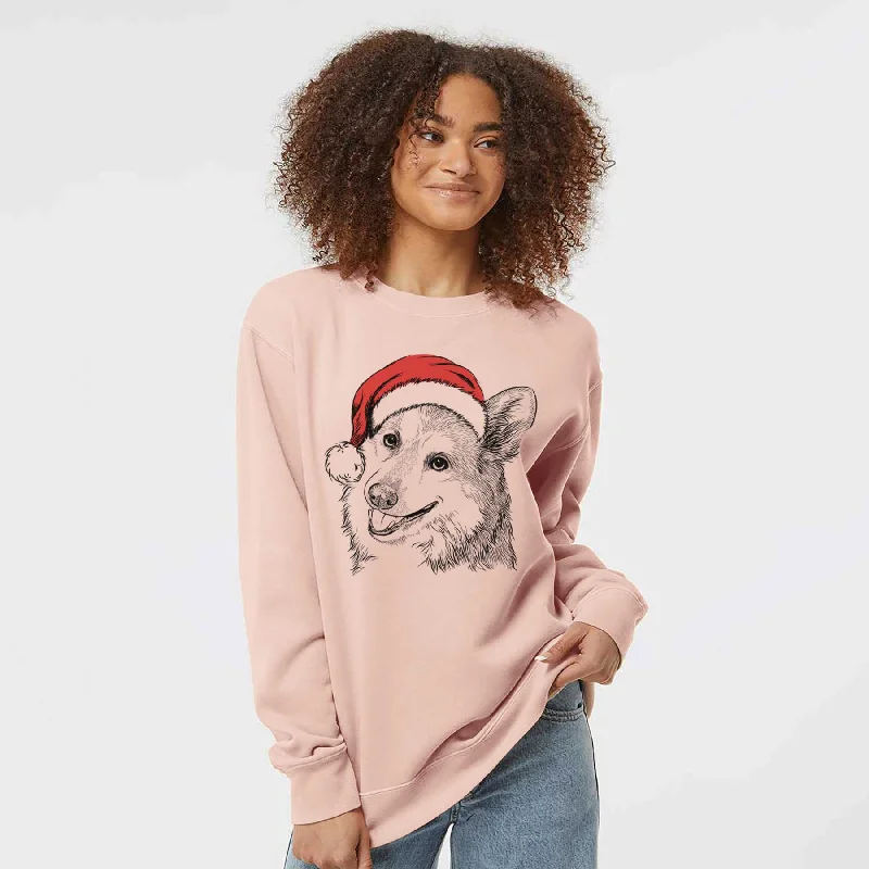 Santa Scout the Pembroke Welsh Corgi - Unisex Pigment Dyed Crew Sweatshirt