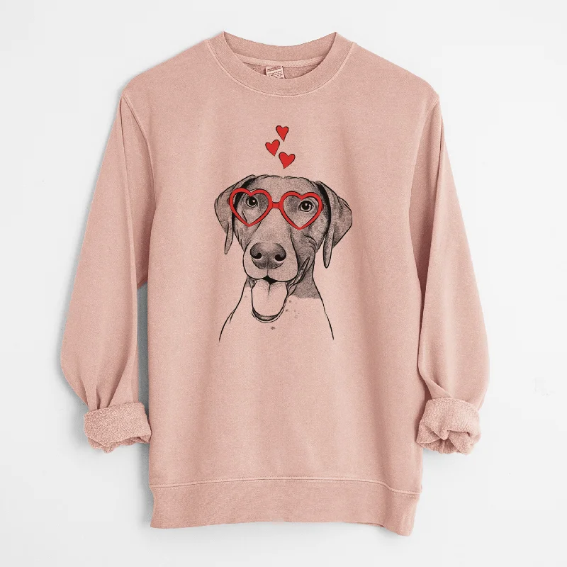 Valentine Remi the German Shorthaired Pointer - Unisex Pigment Dyed Crew Sweatshirt