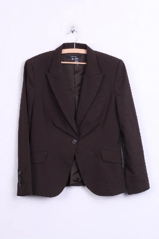 ZARA Basic Womens 42 L Jacket Blazer Brown Single Breasted