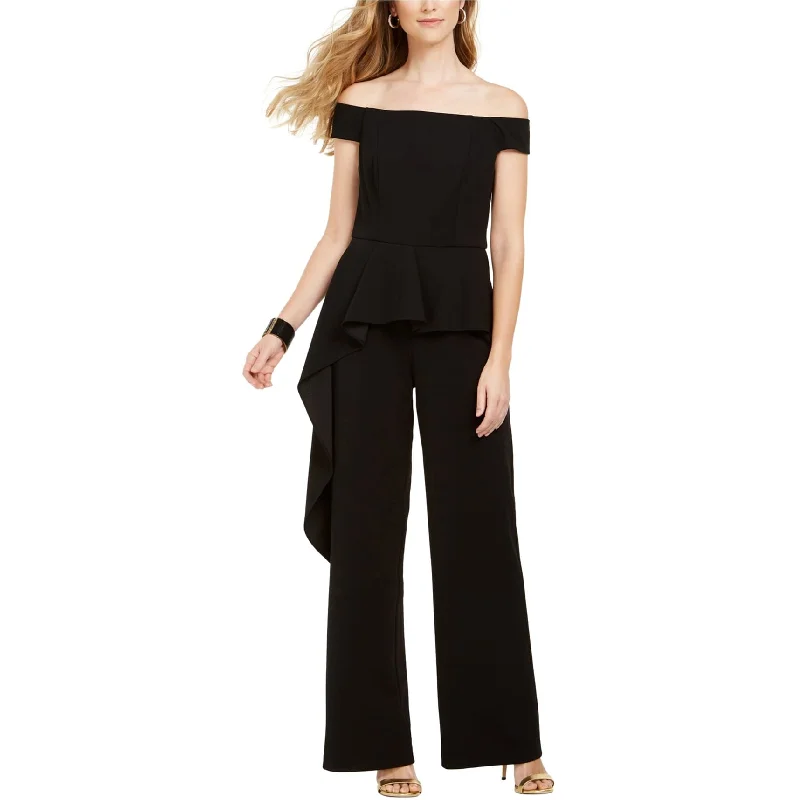 Adrianna Papell Womens Off-The-Shoulder Peplum Jumpsuit