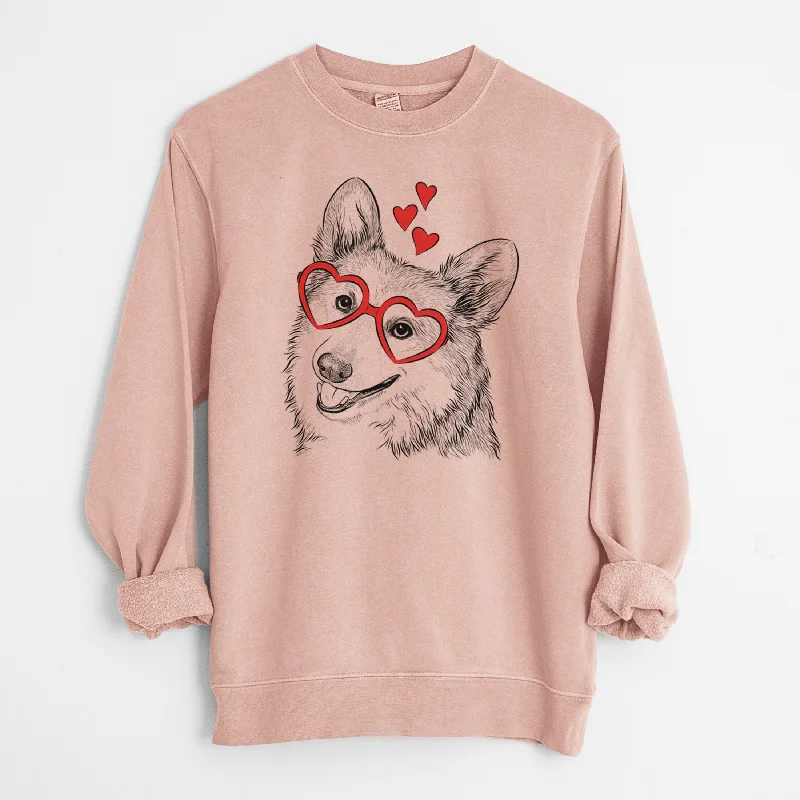 Valentine Scout the Pembroke Welsh Corgi - Unisex Pigment Dyed Crew Sweatshirt