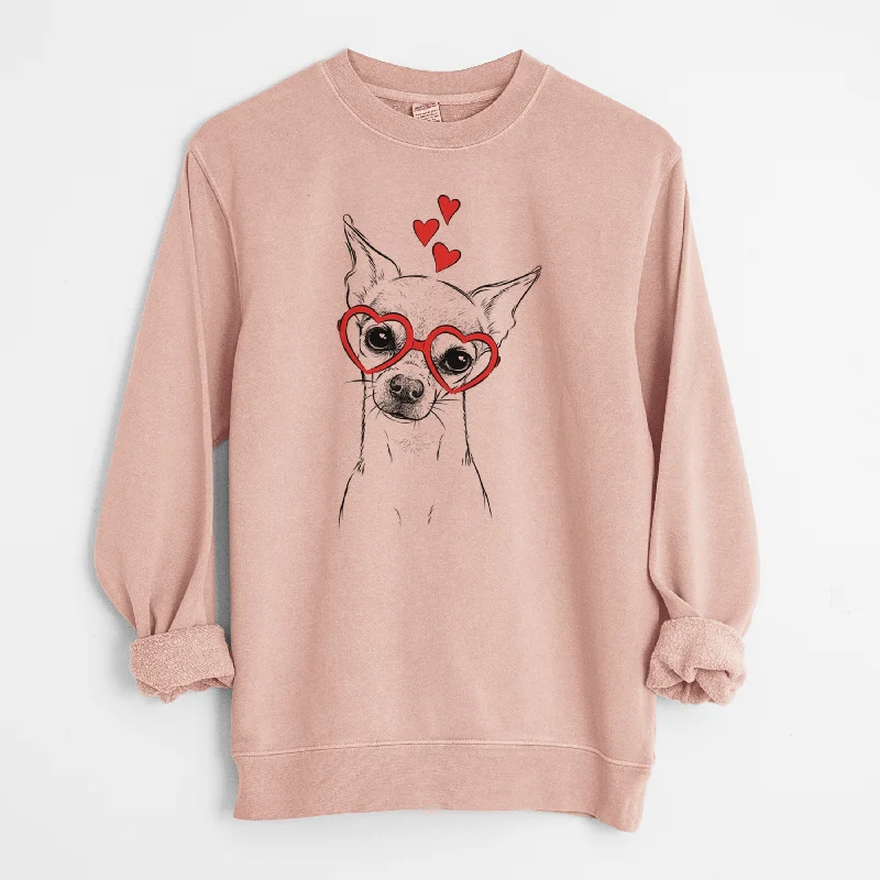 Valentine Emee the Chihuahua - Unisex Pigment Dyed Crew Sweatshirt