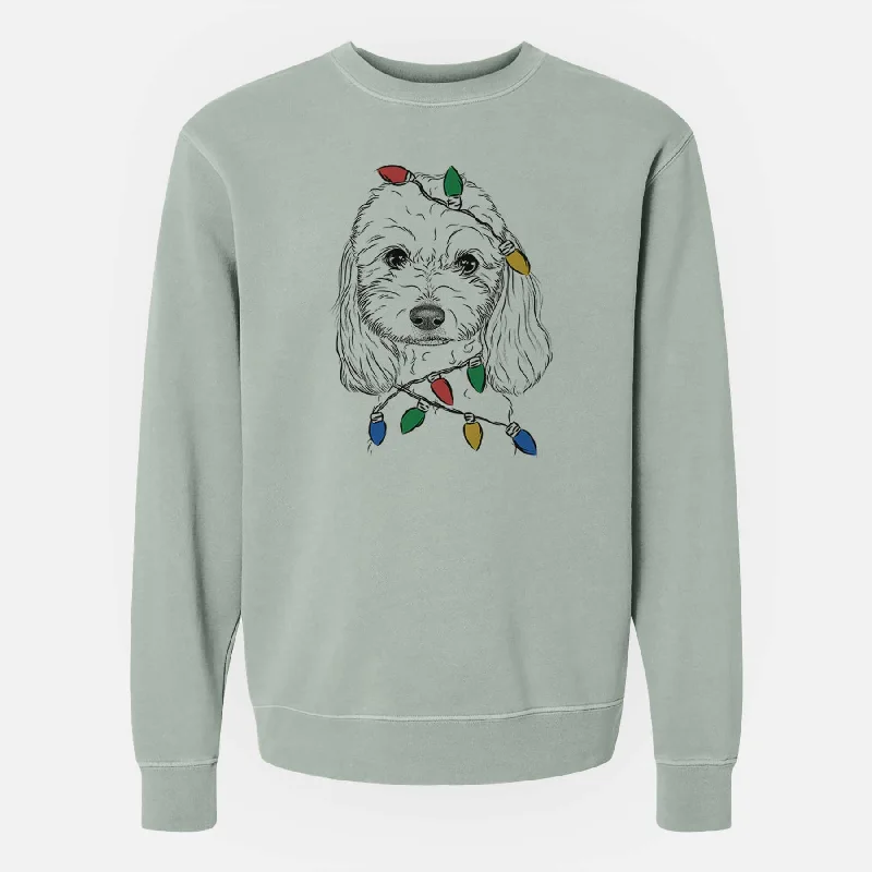 Christmas Lights Sophie the Coton de Tulear - Unisex Pigment Dyed Crew Sweatshirt