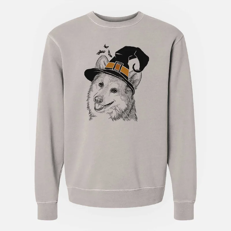 Witch Scout the Pembroke Welsh Corgi - Unisex Pigment Dyed Crew Sweatshirt