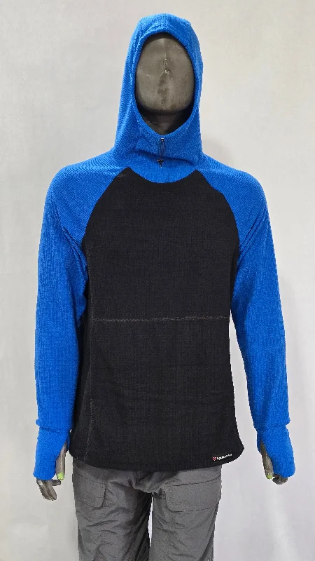 Women's Fleece Hoodie -  Black w/ Blue sleeves & hood