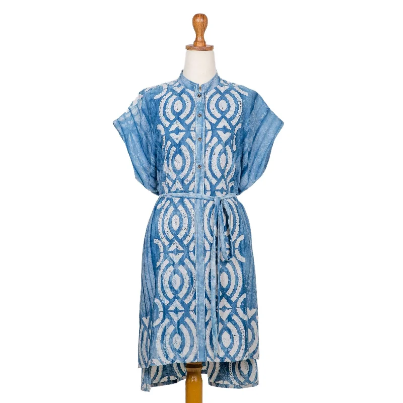 Novica Handmade Goddess Eye Batik Cotton Shirtwaist Dress