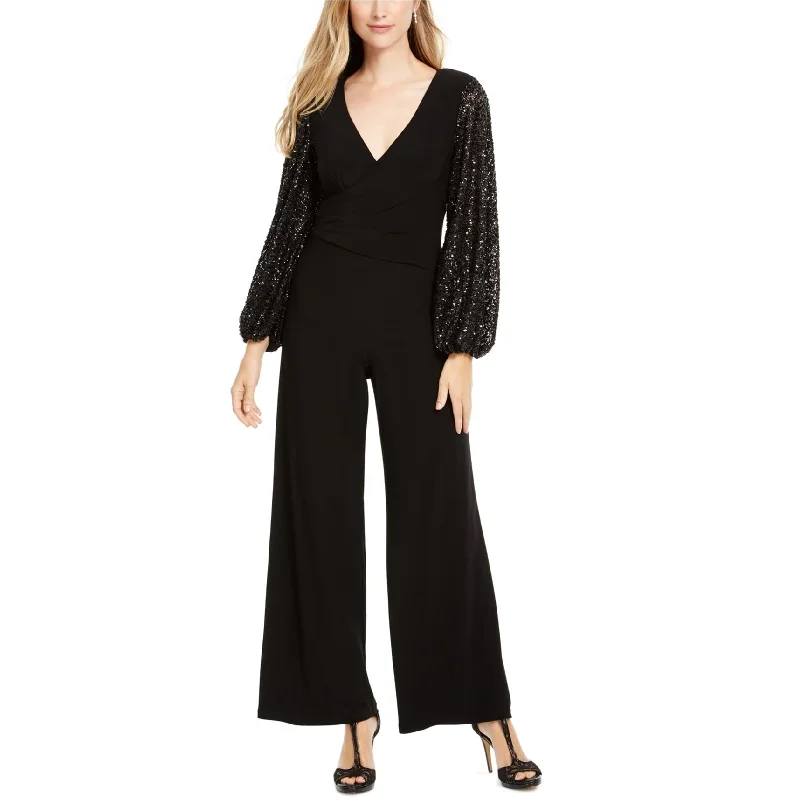 Adrianna Papell Womens Sequin Jumpsuit, Black, 8