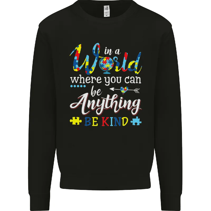 Autism In a World Be Kind Autistic ASD Mens Sweatshirt Jumper