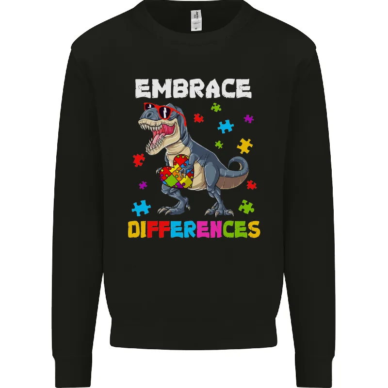 Autism T-Rex Embrace Differences Autistic Mens Sweatshirt Jumper