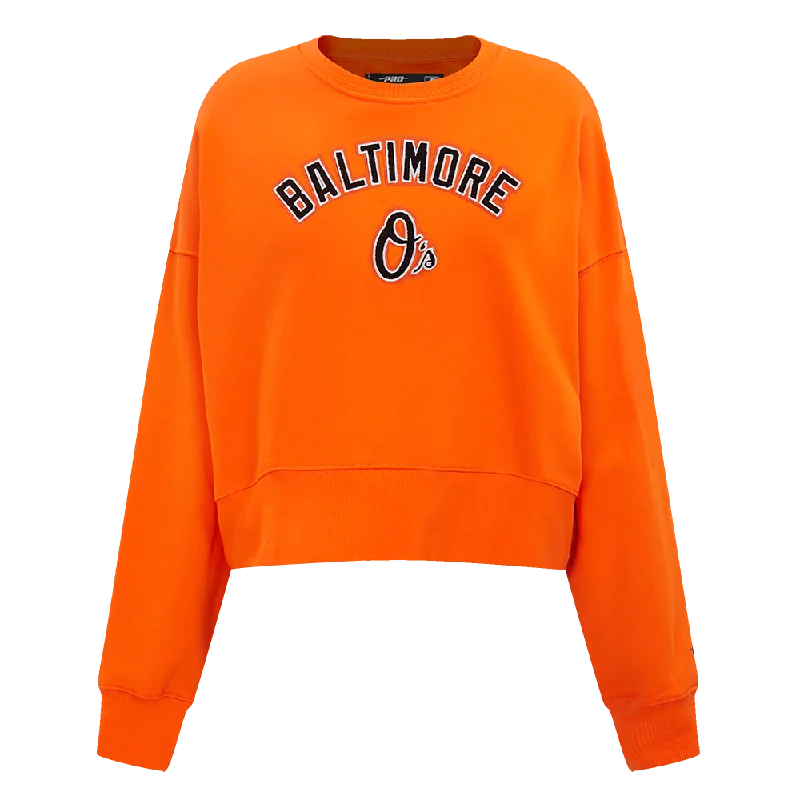 MLB BALTIMORE ORIOLES CLASSIC WOMEN'S FLC CREWNECK (ORANGE)