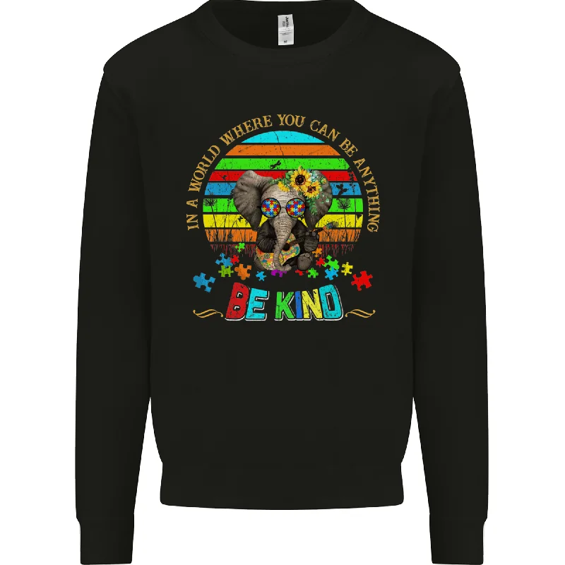 Autism Be Kind Elephant Autistic Mens Sweatshirt Jumper