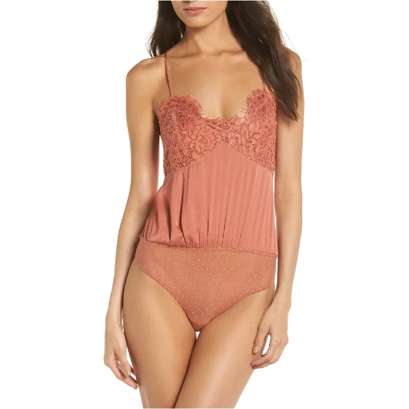 Free People Womens Intimately Bodysuit Jumpsuit, Pink, X-Small