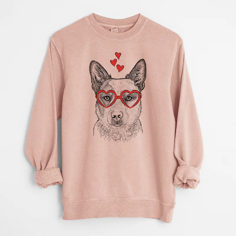 Valentine Snap the Australian Cattle Dog - Unisex Pigment Dyed Crew Sweatshirt