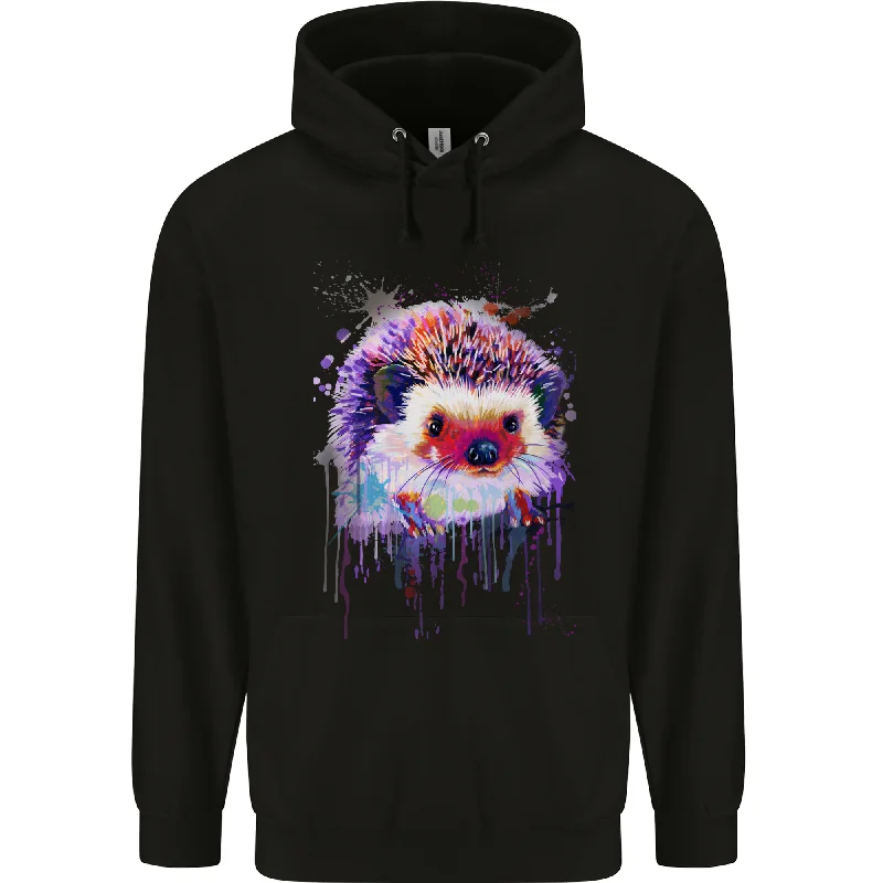 A Hedgehog Watercolour Mens 80% Cotton Hoodie