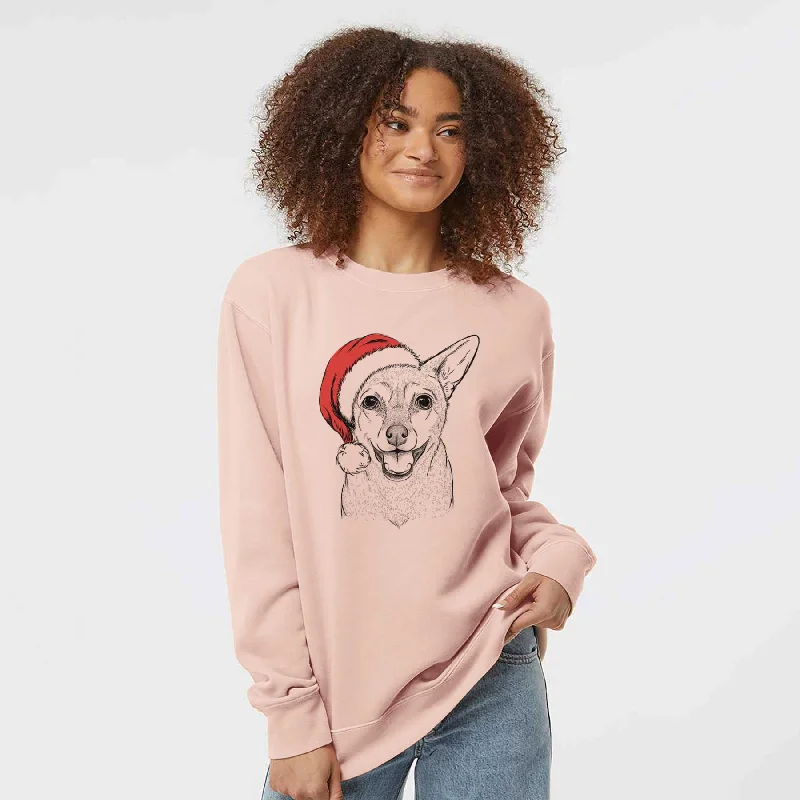 Santa Georgie the Chiweenie - Unisex Pigment Dyed Crew Sweatshirt