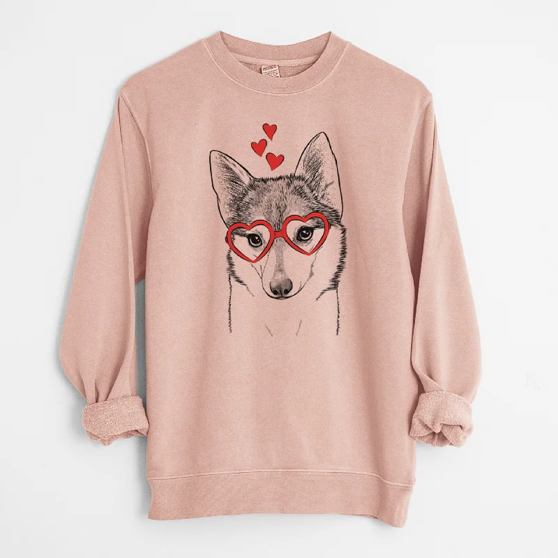 Valentine Nami the Alaskan Klee Kai - Unisex Pigment Dyed Crew Sweatshirt