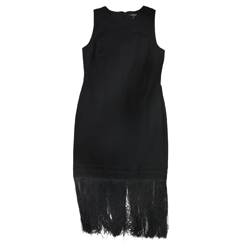 Ralph Lauren Womens Fringe Trim Cocktail Dress