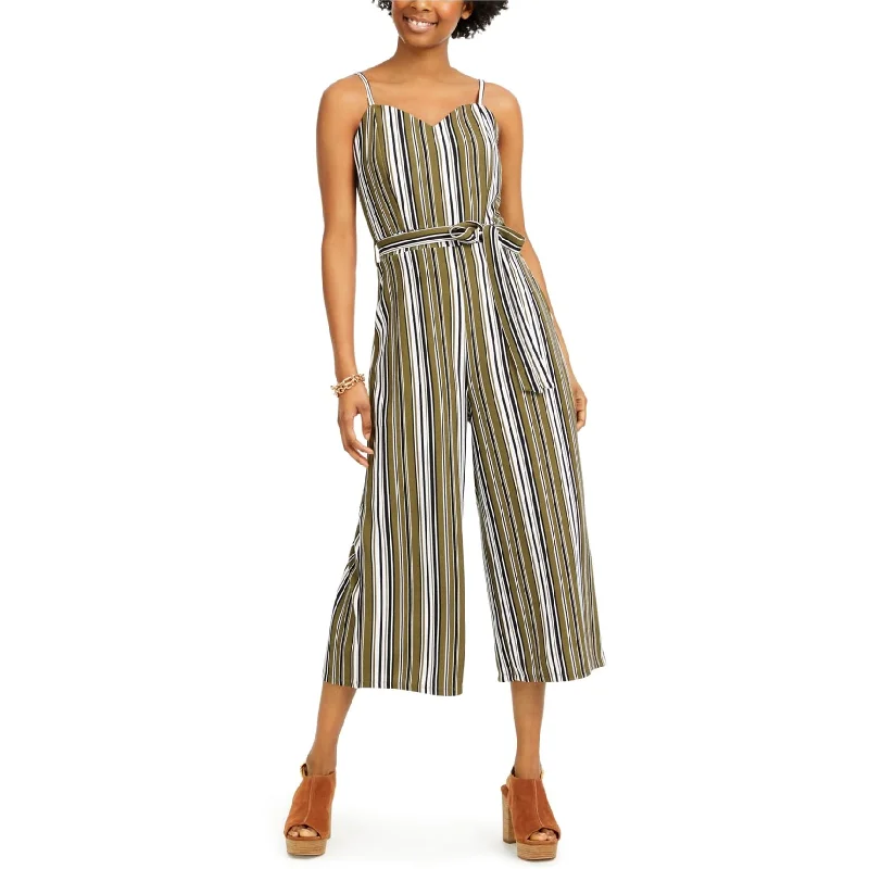 Crave Fame Womens Stripe Jumpsuit, Green, Large