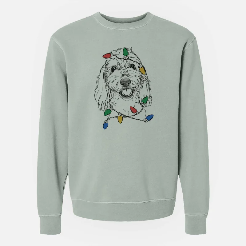 Christmas Lights Louie the Coton de Tulear - Unisex Pigment Dyed Crew Sweatshirt