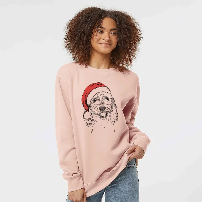 Santa Louie the Coton de Tulear - Unisex Pigment Dyed Crew Sweatshirt