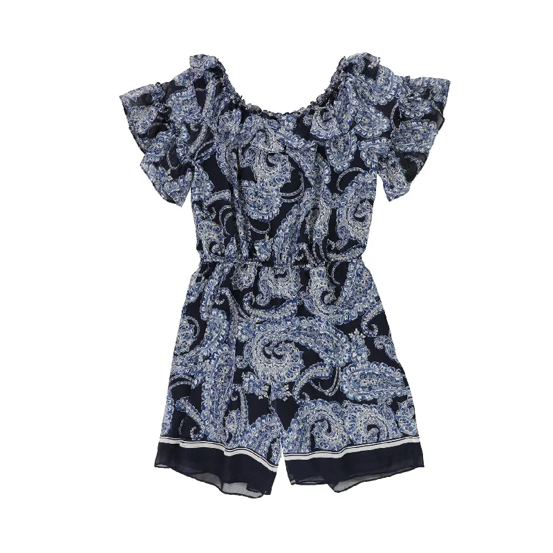 Tommy Hilfiger Womens Paisley Romper Jumpsuit, Blue, 8