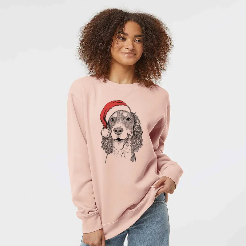 Santa Delilah the English Springer Spaniel - Unisex Pigment Dyed Crew Sweatshirt