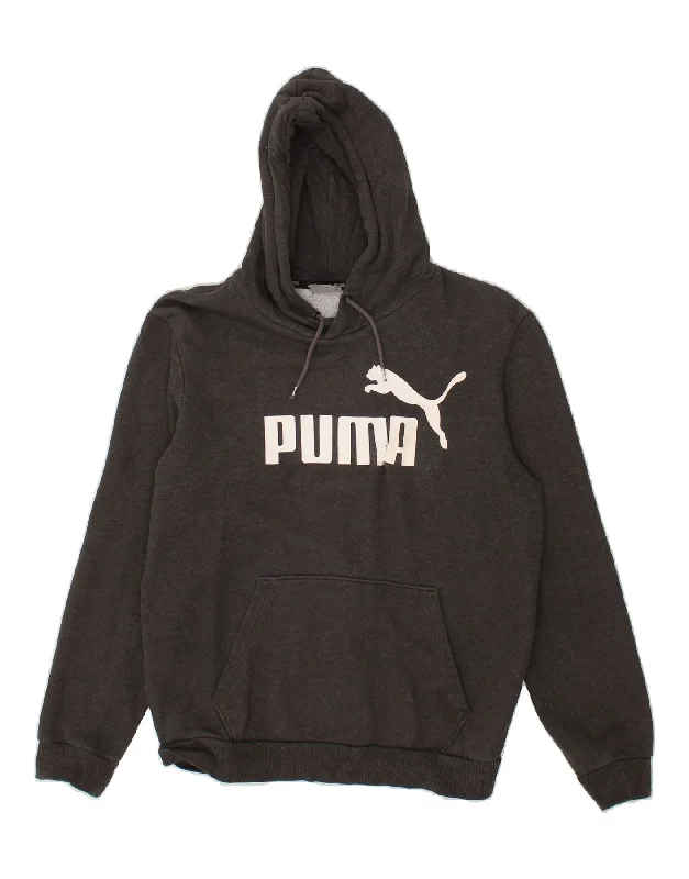 PUMA Mens Graphic Hoodie Jumper Small Grey Cotton