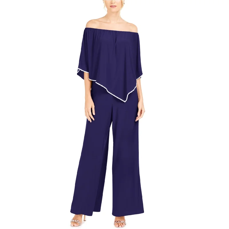 MSK Womens Off-The-Shoulder Overlay Jumpsuit, Blue, X-Large